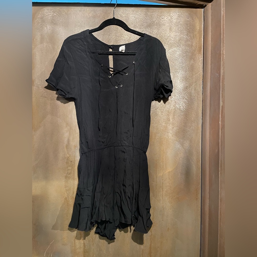 Elan Black Short Sleeve Romper